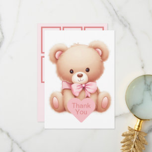 Teddy Bear Roze Fotocollage Dank u kaart
