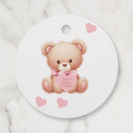 Teddy Bear Roze Gouden Folie Voorkant Favoriet Tag