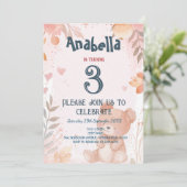 Teddy Bear roze meisje verjaardagsfeestje Kaart (Staand voorkant)