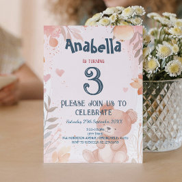 Teddy Bear roze meisje verjaardagsfeestje Kaart