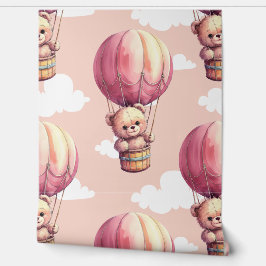 Teddy Bear Roze Patroon Baby Kwekerij Kamer Behang