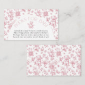 Teddy Bear Roze Toile Boeken voor Baby shower Encl Informatiekaartje (Voorkant / Achterkant)