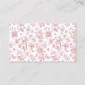 Teddy Bear Roze Toile Luier Raffle Baby shower Informatiekaartje (Achterkant)