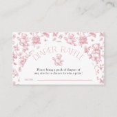 Teddy Bear Roze Toile Luier Raffle Baby shower Informatiekaartje (Voorkant)