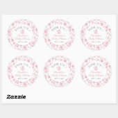 Teddy Bear Roze Toile Meisje Baby shower Bedankt Ronde Sticker (Vel)