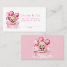 Teddy Bear Roze Tub En Ballon Meisje Luier Raffle