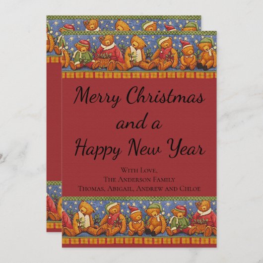 Teddy Bear Rustic Country Kerstkaart (Voorkant / Achterkant)