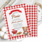 Teddy Bear`s Picknick Party Waterverf BabInvitatio Kaart