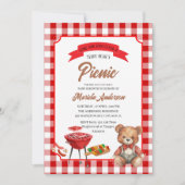 Teddy Bear`s Picknick Party Waterverf BabInvitatio Kaart (Voorkant)