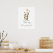 Teddy Bear Sage Baby shower Welkomstteken Poster (Keuken)