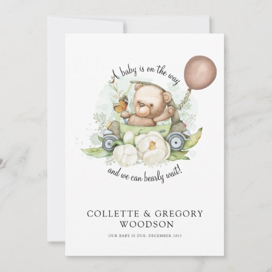 Teddy Bear Sage Brown kan de zwangerschap afwachte Aankondiging (Voorkant)