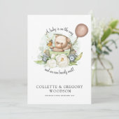 Teddy Bear Sage Brown kan de zwangerschap afwachte Aankondiging (Staand voorkant)