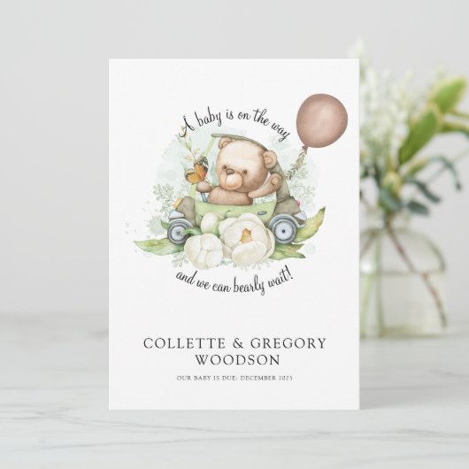 Teddy Bear Sage Brown kan de zwangerschap afwachte Aankondiging (Staand voorkant)