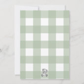 Teddy Bear Sage Gingham 1e verjaardag uitnodiging (Achterkant)