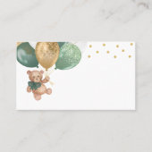Teddy Bear Sage Green Balloons Baby shower Plaatskaartje (Voorkant)
