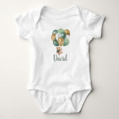 Teddy Bear Sage Green en Gold Balloons Romper (Voorkant)
