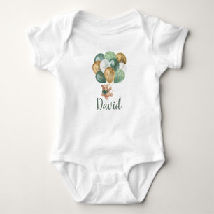 Teddy Bear Sage Green en Gold Balloons Romper