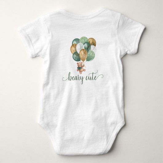 Teddy Bear Sage Green en Gold Balloons Romper (Achterkant)