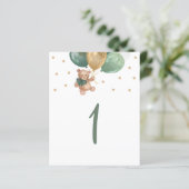 Teddy Bear Sage Green Table Number Sign (Staand voorkant)