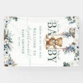 Teddy Bear Sage Green Welcome Baby shower Spandoek (Horizontaal)