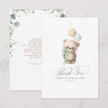 Teddy Bear Sage Greenery Baby shower Dank je
