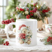 Teddy bear Santa Claus with Christmas flowers Koffiemok