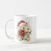 Teddy bear Santa Claus with Christmas flowers Koffiemok (Links)