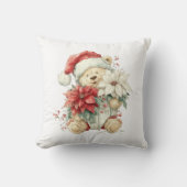 Teddy bear Santa Claus with Christmas flowers Kussen (Voorkant)