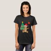Teddy Bear Santa Hat Christmas Tree Pajama Cute X  T-shirt (Voorkant volledig)
