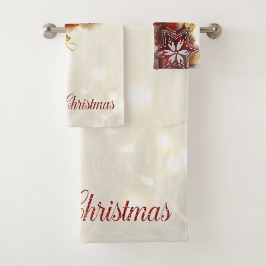 Teddy Bear, Santa Hat, kerstversiering Bad Handdoek (Insitu)