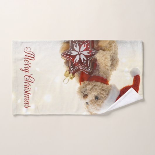 Teddy Bear, Santa Hat, kerstversiering Bad Handdoek (Handdoek)