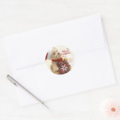 Teddy Bear, Santa Hat, kerstversiering Ronde Sticker (Envelop)