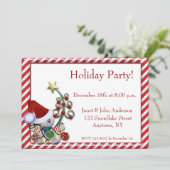 Teddy Bear Santa Holiday Uitnodiging (Staand voorkant)