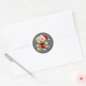 Teddy Bear Santa Ronde Sticker (Envelop)