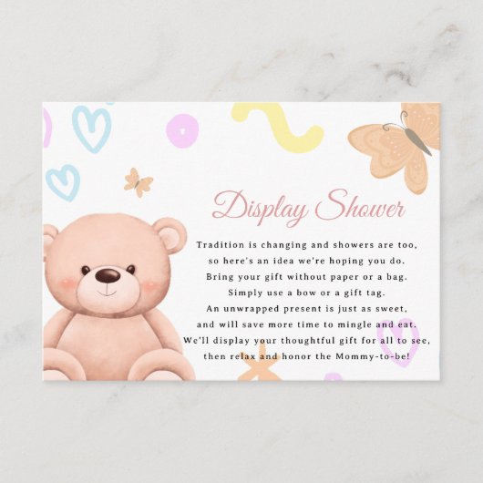 Teddy Bear Schattigee Roze display douche Informatiekaartje (Voorkant)