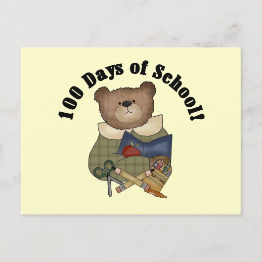 Teddy Bear School 100 dagen Tshirts en cadeautjes Briefkaart (Voorkant)