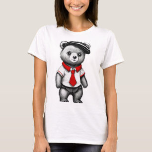 Teddy Bear School Uniform Leuk Dier ontwerp T-shirt
