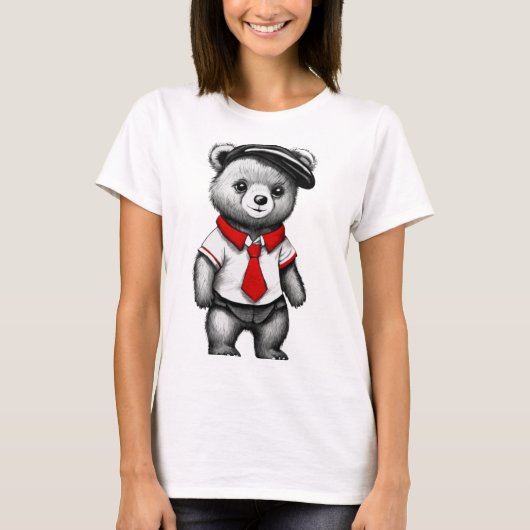 Teddy Bear School Uniform Leuk Dier ontwerp T-shirt (Voorkant)
