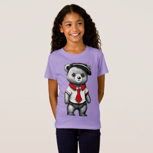 Teddy Bear School Uniform Leuk Dier ontwerp T-shirt (Voorkant volledig)