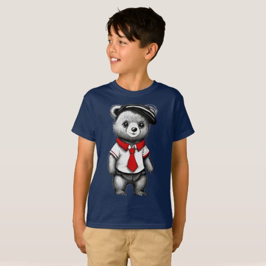 Teddy Bear School Uniform Leuk Dier ontwerp T-shirt (Voorkant volledig)