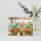 Teddy Bear Selling Fruit at Farmers Market Briefkaart (Staand voorkant)