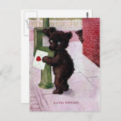 Teddy Bear Sending Love Letter Briefkaart (Voorkant / Achterkant)
