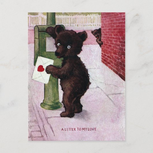 Teddy Bear Sending Love Letter Briefkaart (Voorkant)