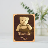 Teddy Bear Sepia Tone Baby shower Dank je wel Bedankkaart (Staand voorkant)