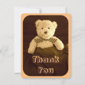 Teddy Bear Sepia Tone Baby shower Dank je wel Bedankkaart (Voorkant)