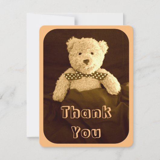 Teddy Bear Sepia Tone Baby shower Dank je wel Bedankkaart (Voorkant)