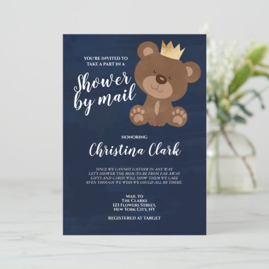 Teddy Bear Shower van Mail Boy Navy Blue Kaart (Staand voorkant)