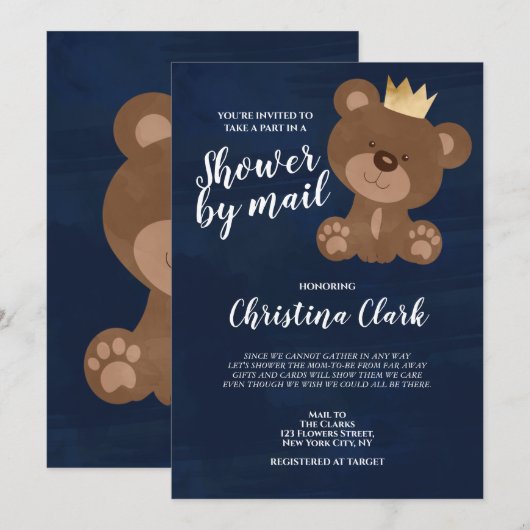 Teddy Bear Shower van Mail Boy Navy Blue Kaart (Voorkant / Achterkant)