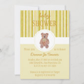Teddy Bear Sketch Baby shower Invitation - Geel Kaart (Voorkant)