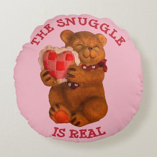Teddy Bear Snuggle is echt Rond Kussen (Voorkant)